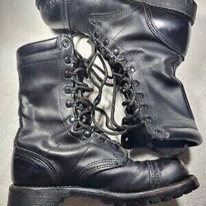 Zara Size 8 Women's Black Leather Combat Boots Vintage Style Lace-up Military Bo